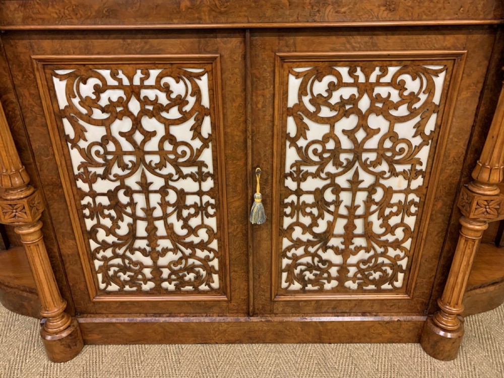 Victorian Burr Walnut Side Cabinet View XII