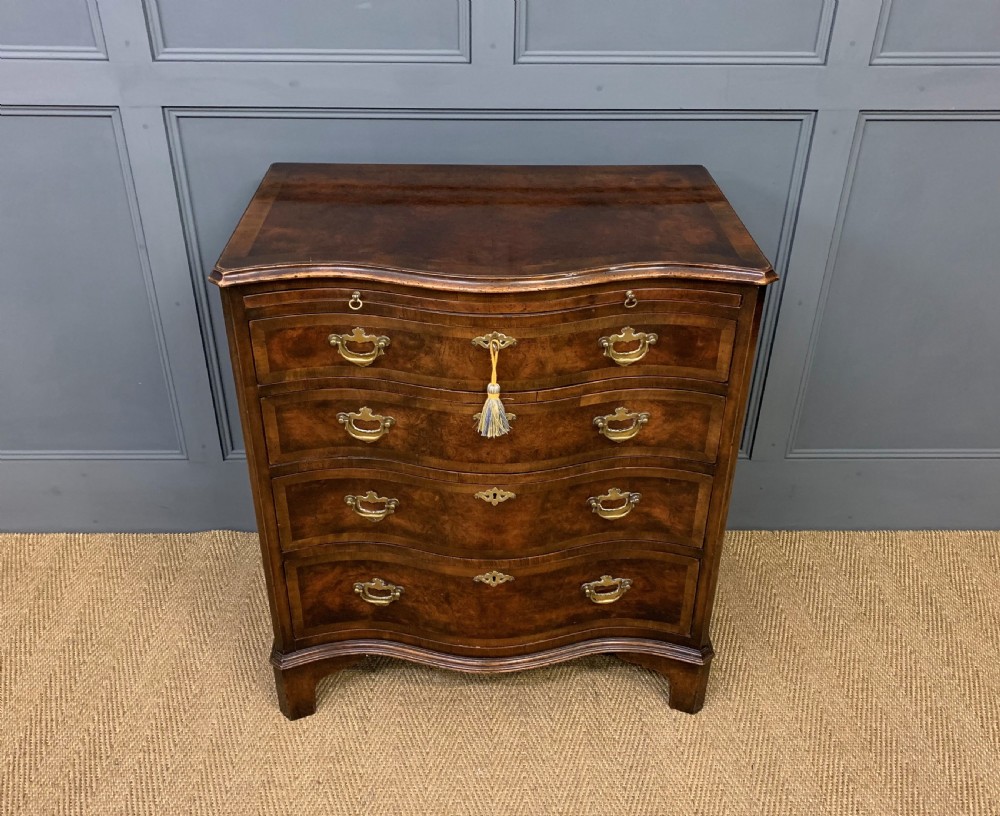 Burr Walnut Serpentine Fronted Bachelors Chest of Drawers View II