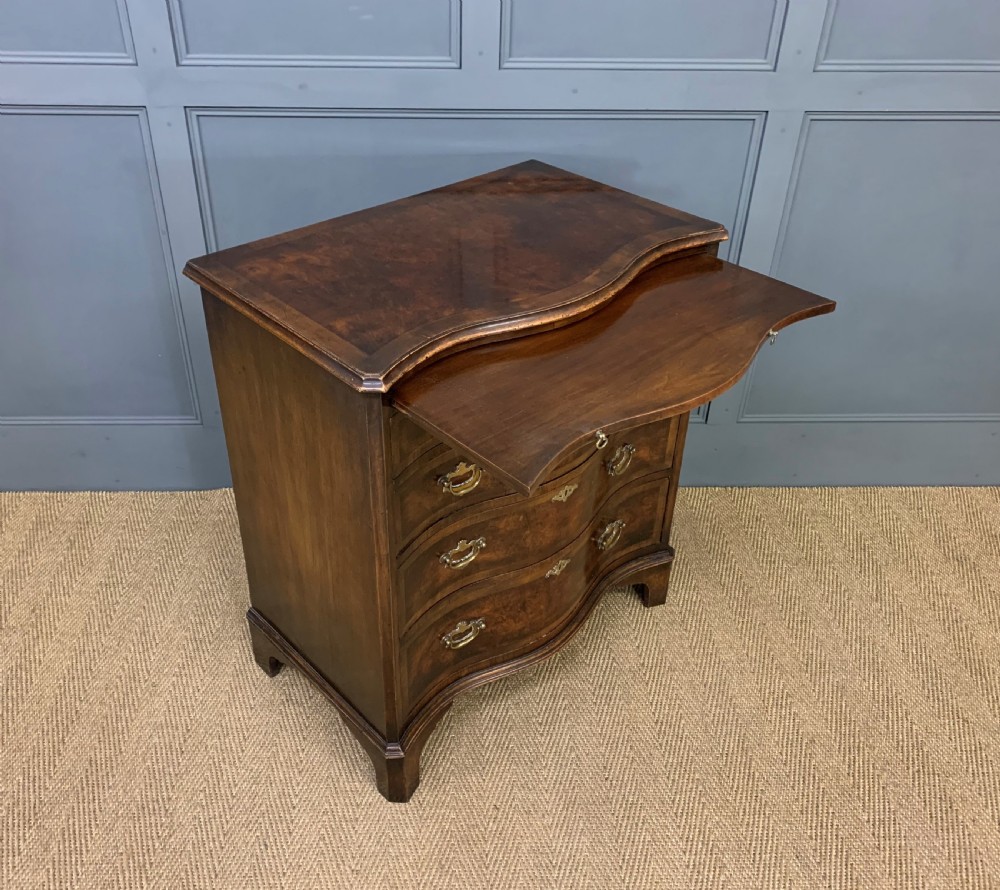 Burr Walnut Serpentine Fronted Bachelors Chest of Drawers View IV