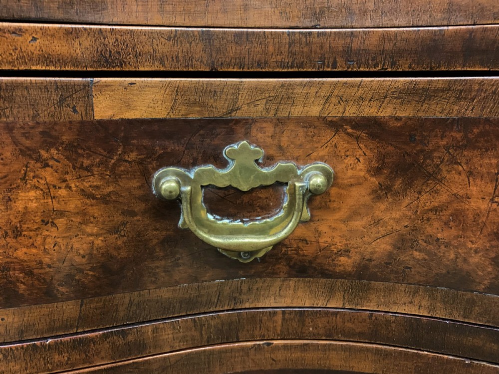 Burr Walnut Serpentine Fronted Bachelors Chest of Drawers View XI