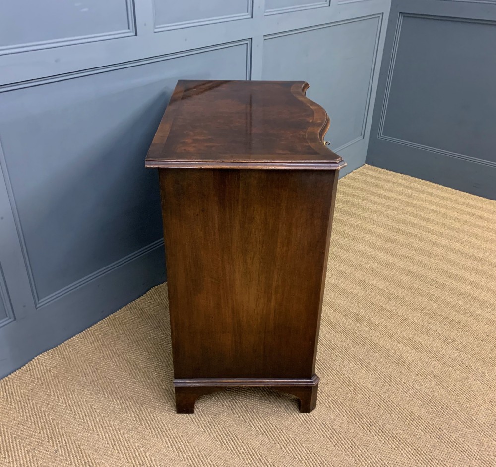 Burr Walnut Serpentine Fronted Bachelors Chest of Drawers View XIV