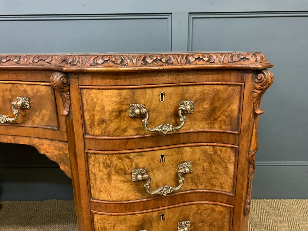 Burr Walnut Pedestal Desk by Maple and Co View VIII