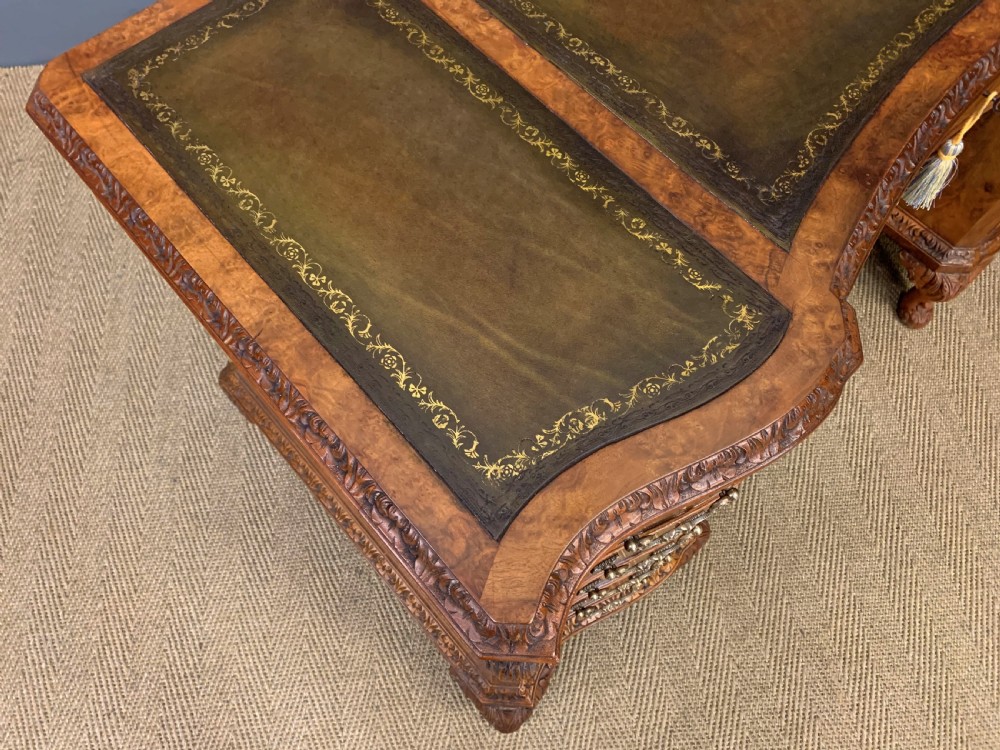 Burr Walnut Pedestal Desk by Maple and Co View XI
