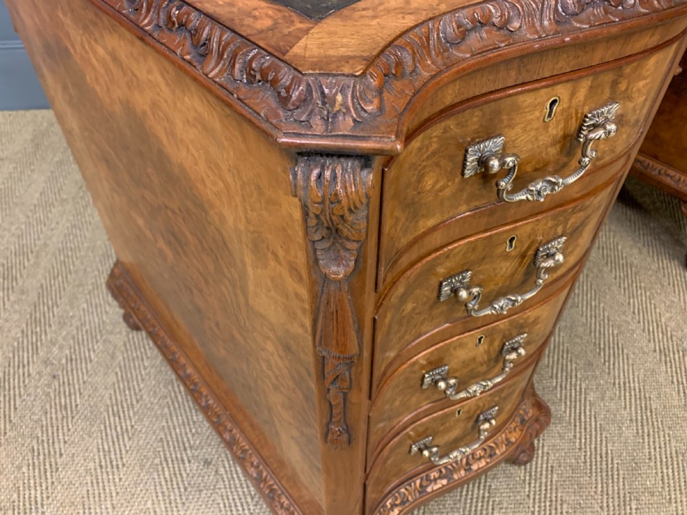 Burr Walnut Pedestal Desk by Maple and Co View XII