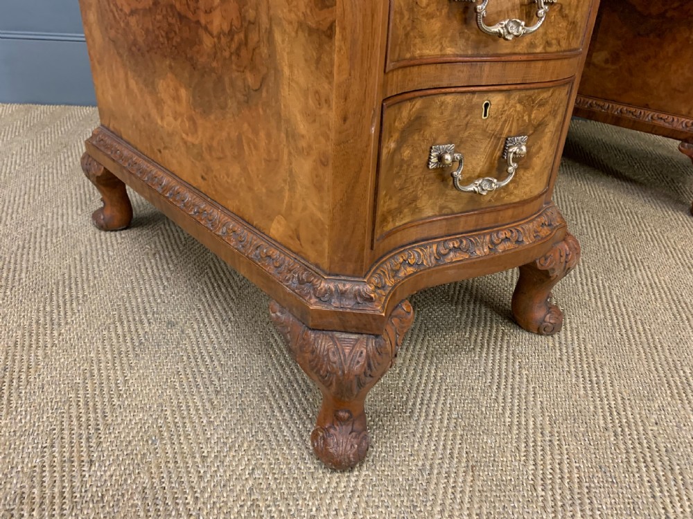 Burr Walnut Pedestal Desk by Maple and Co View XIII