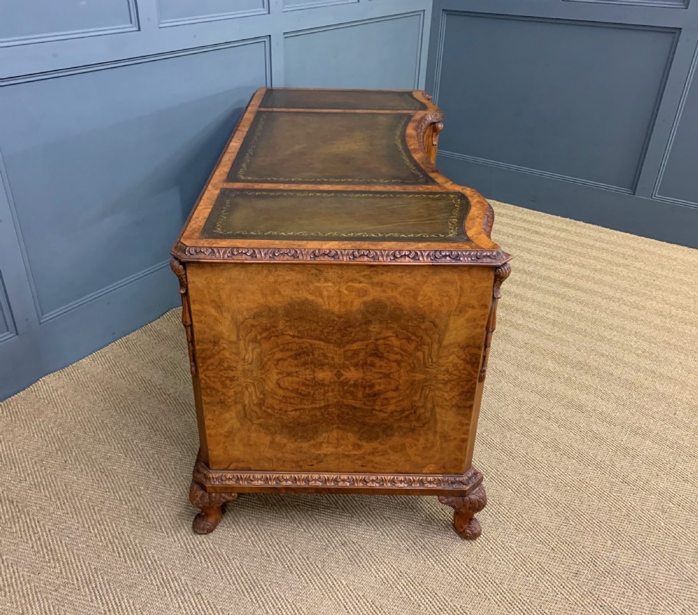 Burr Walnut Pedestal Desk by Maple and Co View XIV