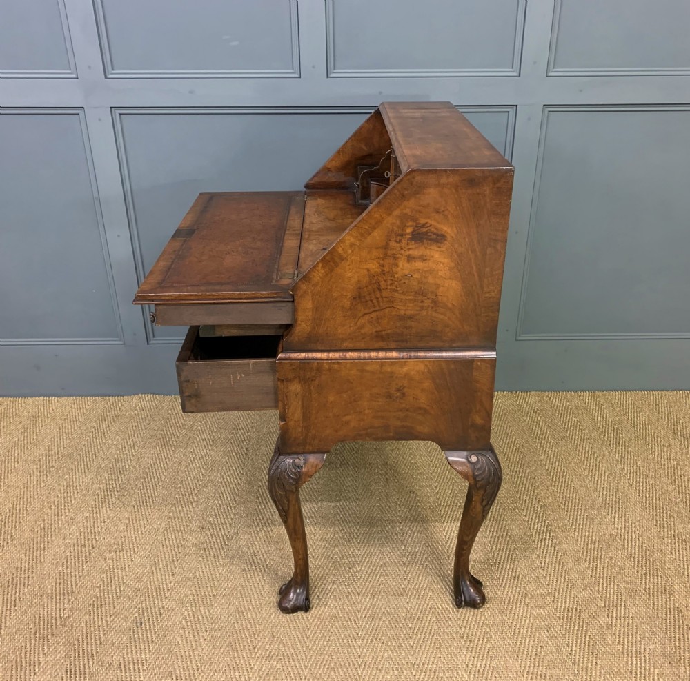 Queen Anne Style Burr Walnut Bureau View V