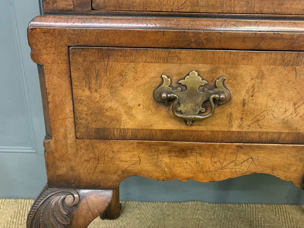 Queen Anne Style Burr Walnut Bureau View X