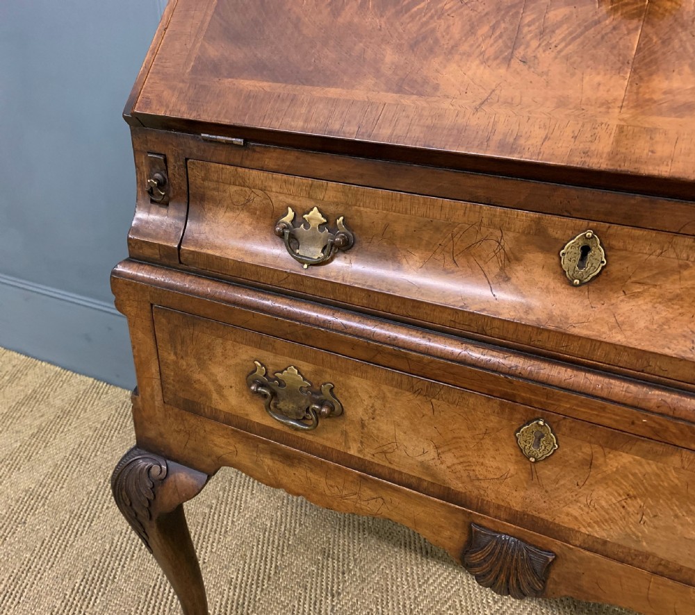 Queen Anne Style Burr Walnut Bureau View XI