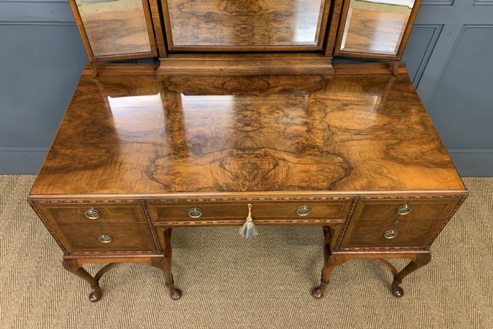 Substantial Burr Walnut Dressing Table View V