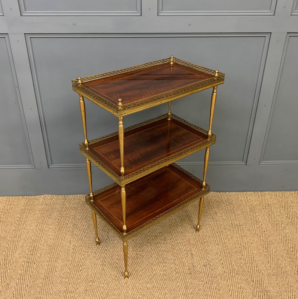 Inlaid Mahogany and Brass 3 Tier Etagere