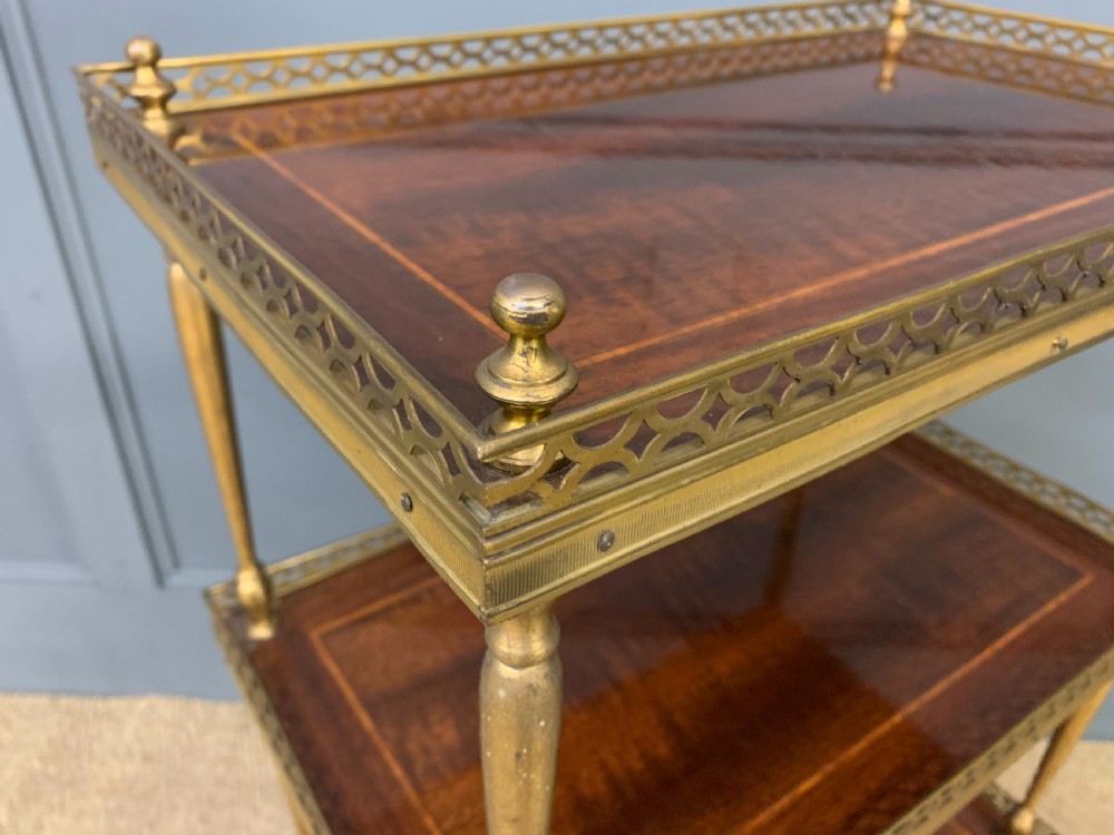 Inlaid Mahogany and Brass 3 Tier Etagere View IV