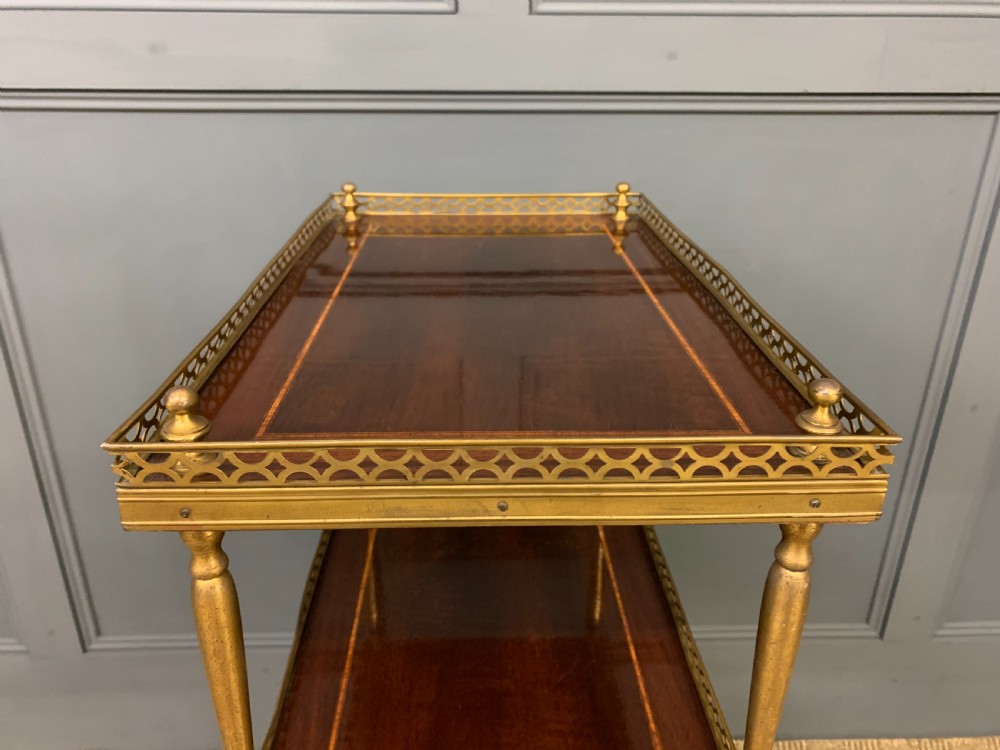 Inlaid Mahogany and Brass 3 Tier Etagere View V