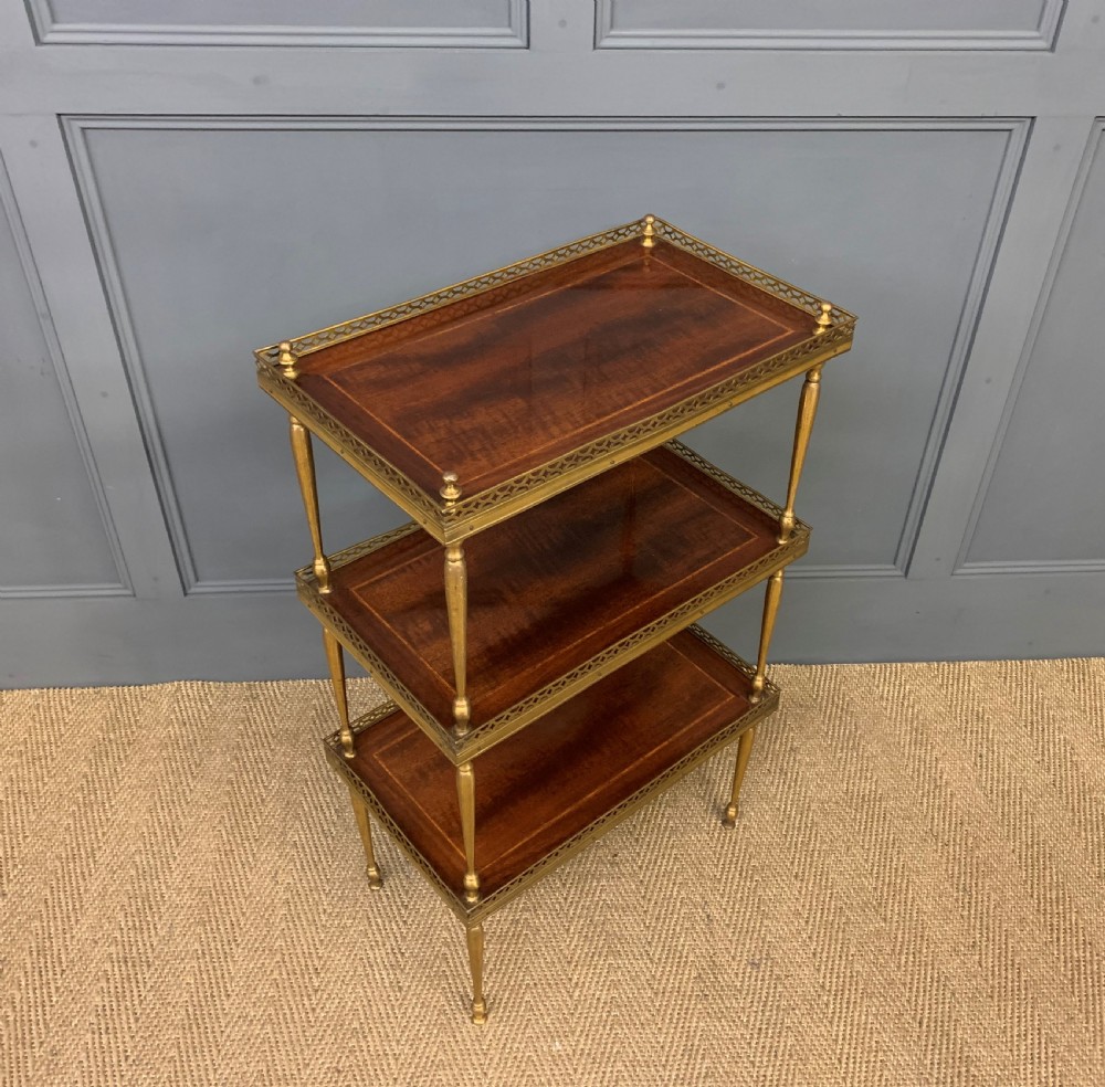 Inlaid Mahogany and Brass 3 Tier Etagere View XI