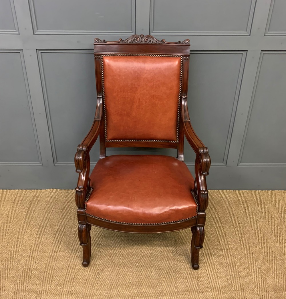 Victorian Leather Upholstered Mahogany Armchair View II