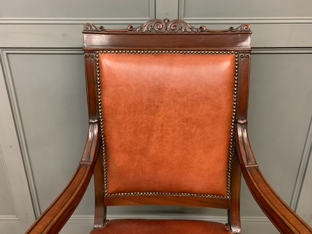 Victorian Leather Upholstered Mahogany Armchair View VI