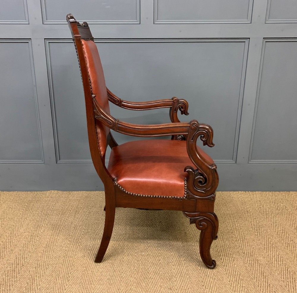 Victorian Leather Upholstered Mahogany Armchair View X