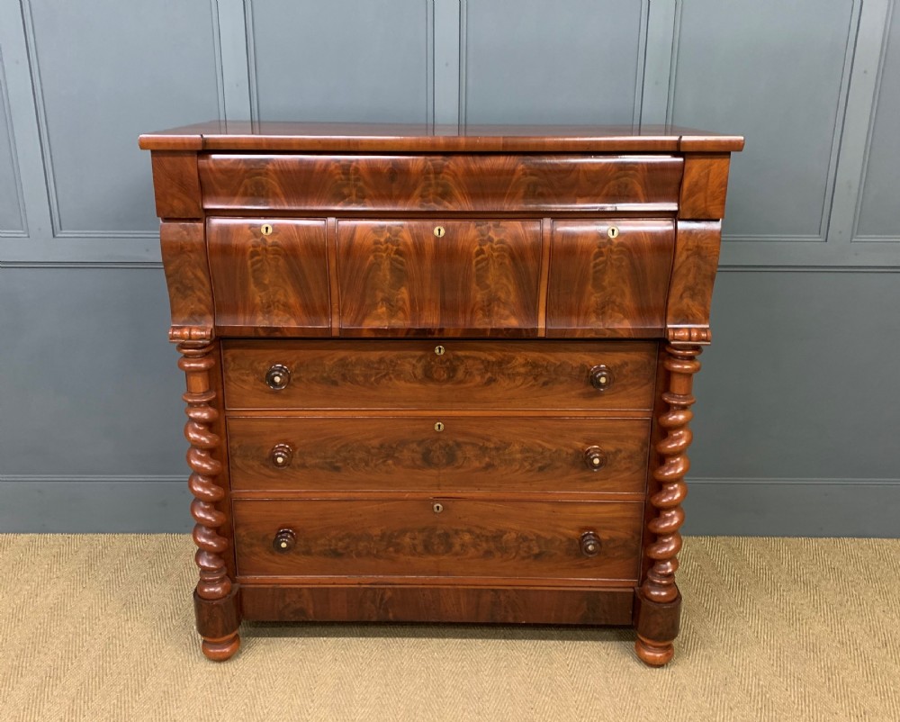 Victorian Flame Mahogany Scotch Chest of Drawers