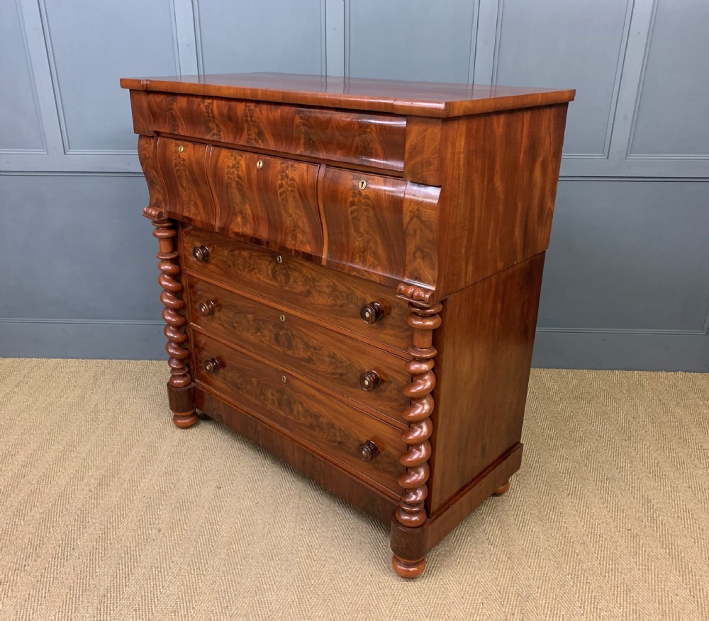 Victorian Flame Mahogany Scotch Chest of Drawers View V