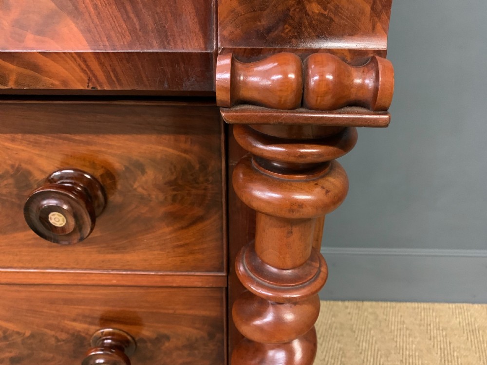 Victorian Flame Mahogany Scotch Chest of Drawers View IX