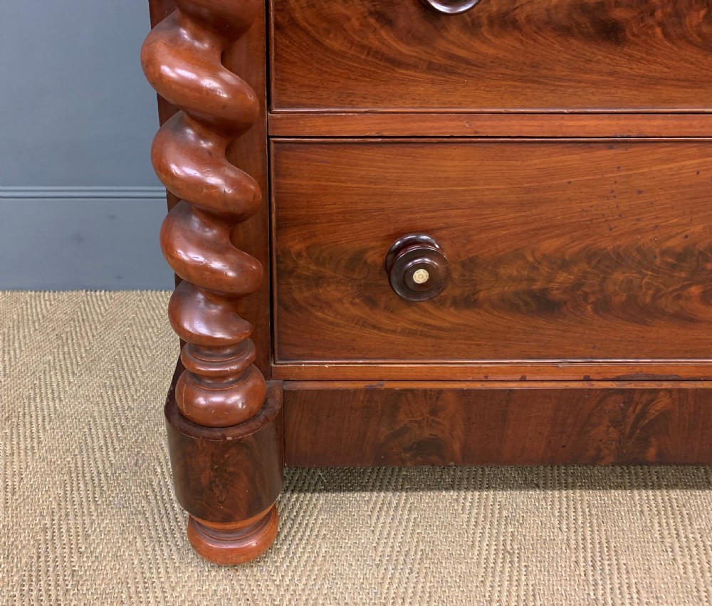 Victorian Flame Mahogany Scotch Chest of Drawers View X
