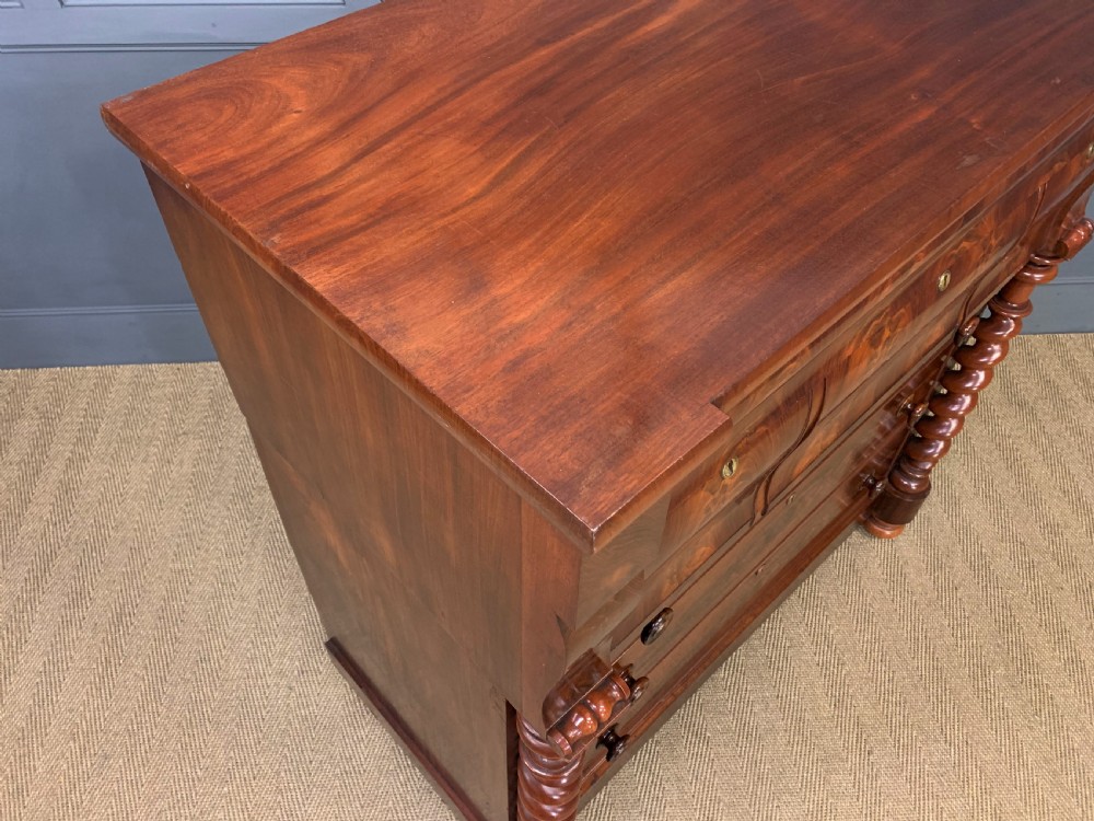 Victorian Flame Mahogany Scotch Chest of Drawers View XV