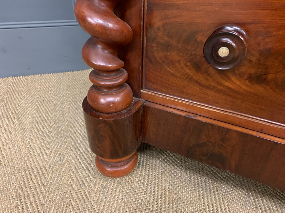 Victorian Flame Mahogany Scotch Chest of Drawers View XVIII