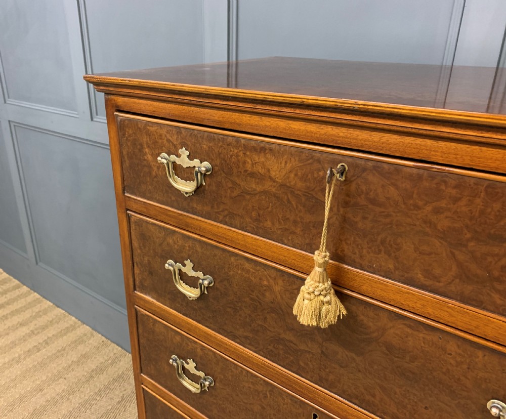 Tall Burr Walnut Chest of Drawers View VII