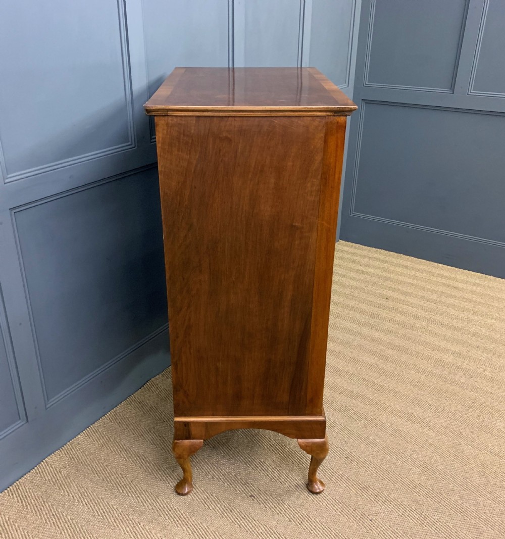 Tall Burr Walnut Chest of Drawers View XI