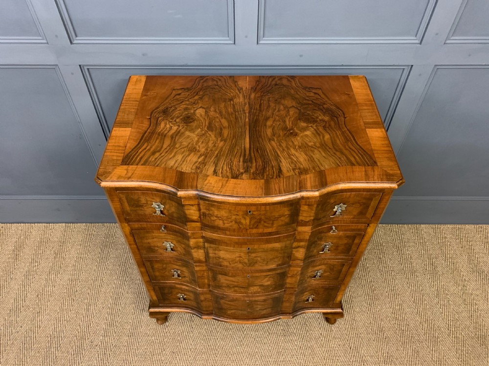 Serpentine Fronted Burr Walnut Chest of Drawers View III
