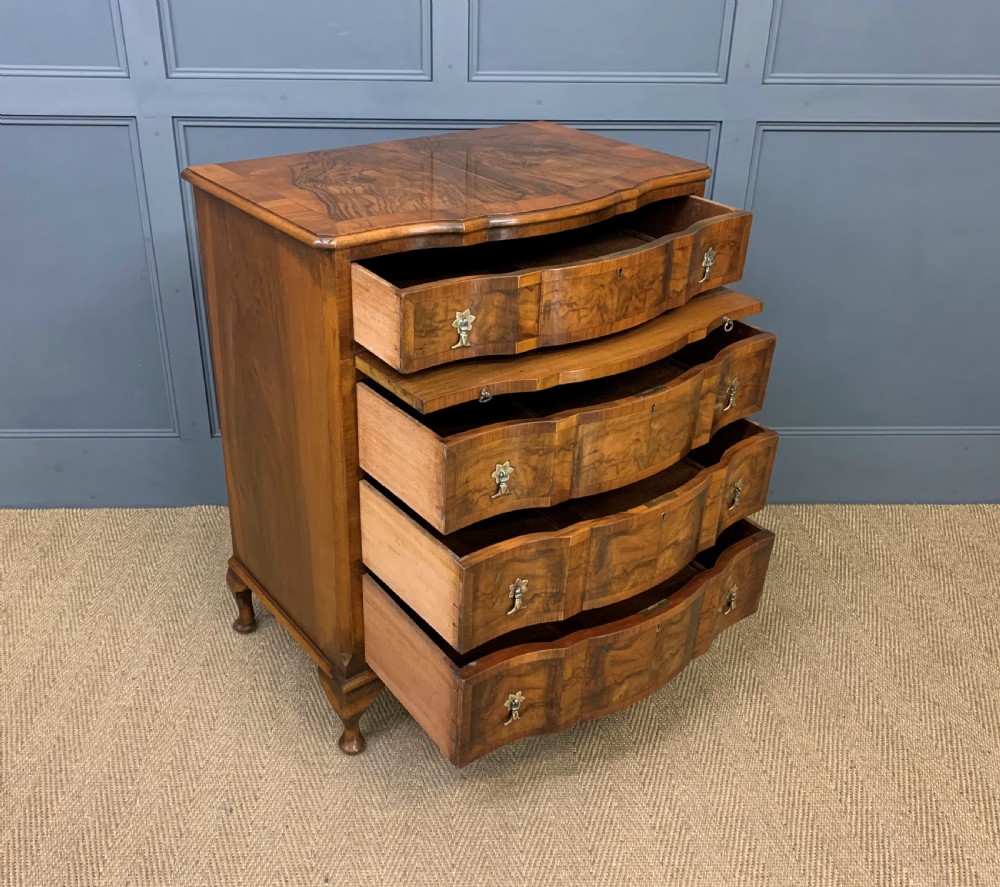Serpentine Fronted Burr Walnut Chest of Drawers View V