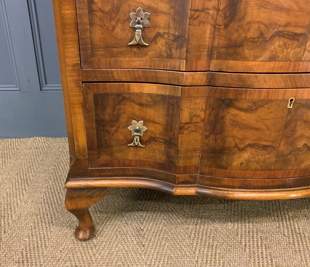 Serpentine Fronted Burr Walnut Chest of Drawers View VIII