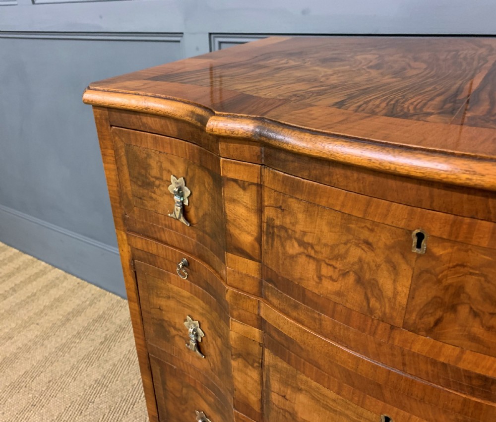 Serpentine Fronted Burr Walnut Chest of Drawers View IX