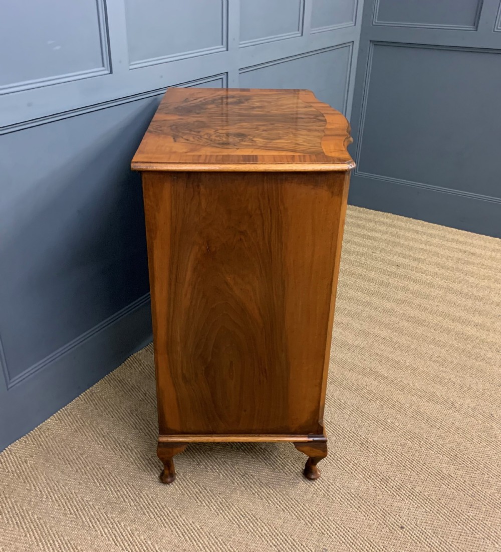 Serpentine Fronted Burr Walnut Chest of Drawers View XII
