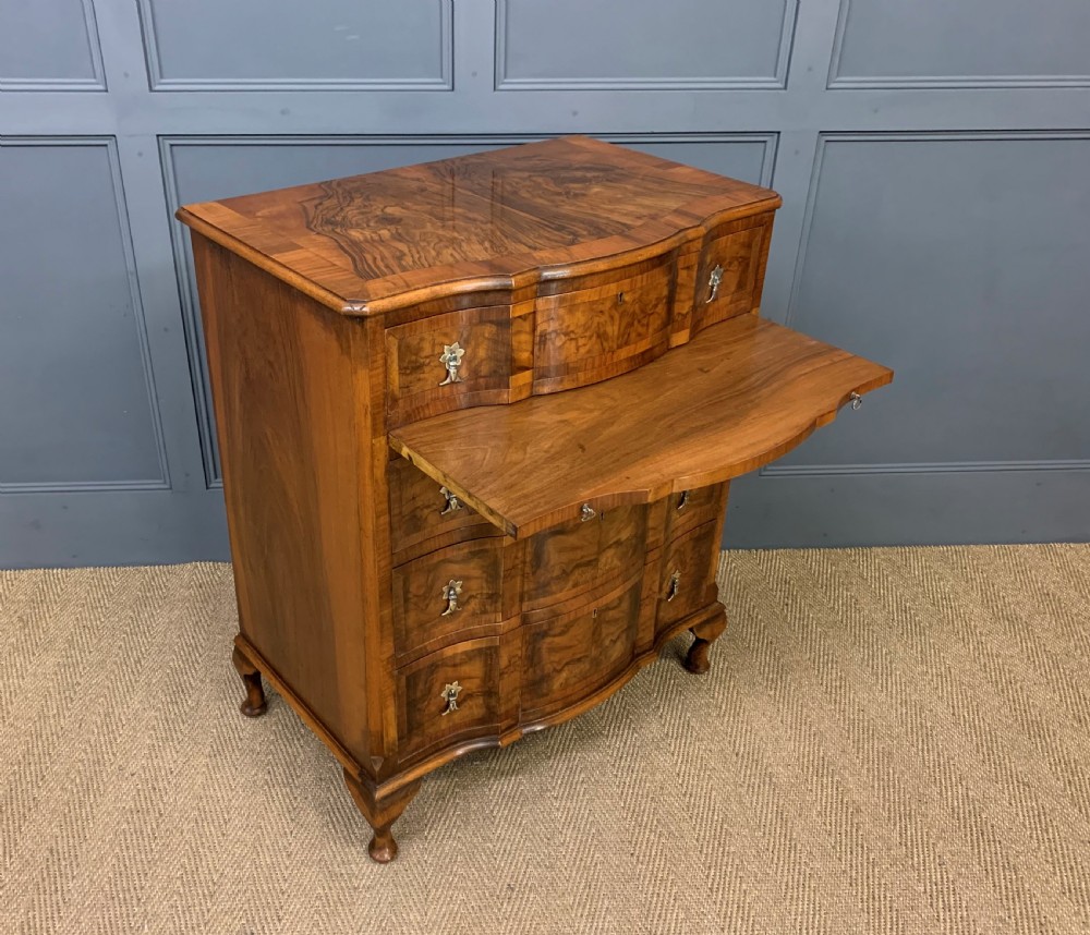 Serpentine Fronted Burr Walnut Chest of Drawers View XIII