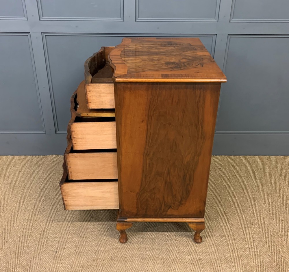 Serpentine Fronted Burr Walnut Chest of Drawers View XIV