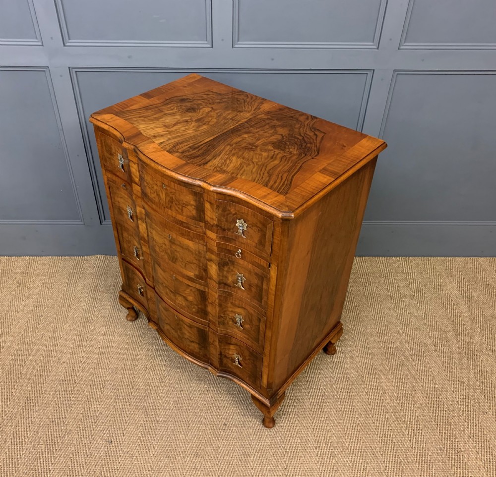 Serpentine Fronted Burr Walnut Chest of Drawers View XV