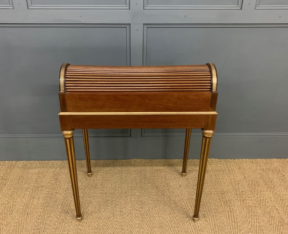 Fine Quality Brass Inlaid Mahogany Tambour Writing Desk View XVIII