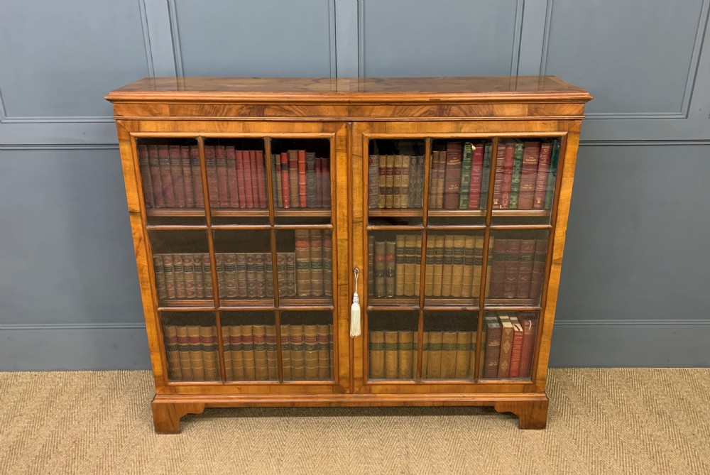 Burr Walnut Glazed Bookcase