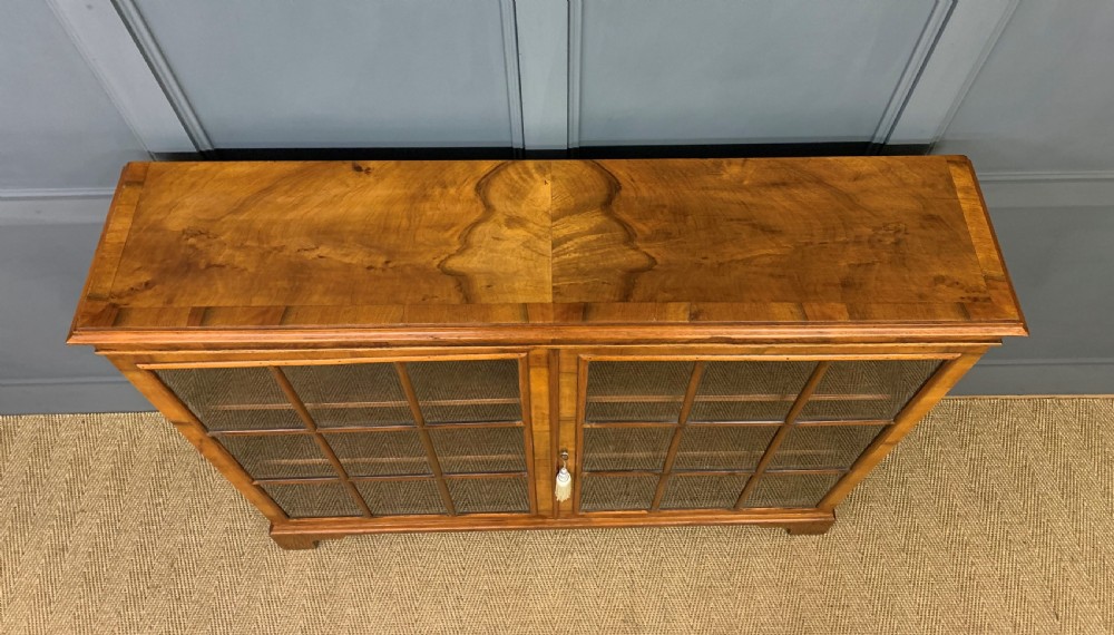 Burr Walnut Glazed Bookcase View II