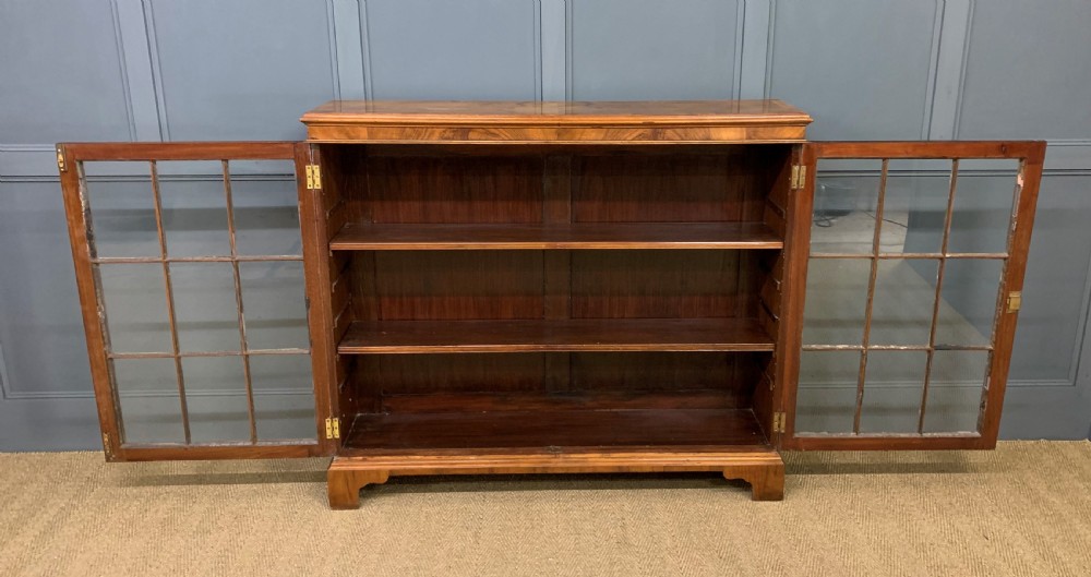 Burr Walnut Glazed Bookcase View III