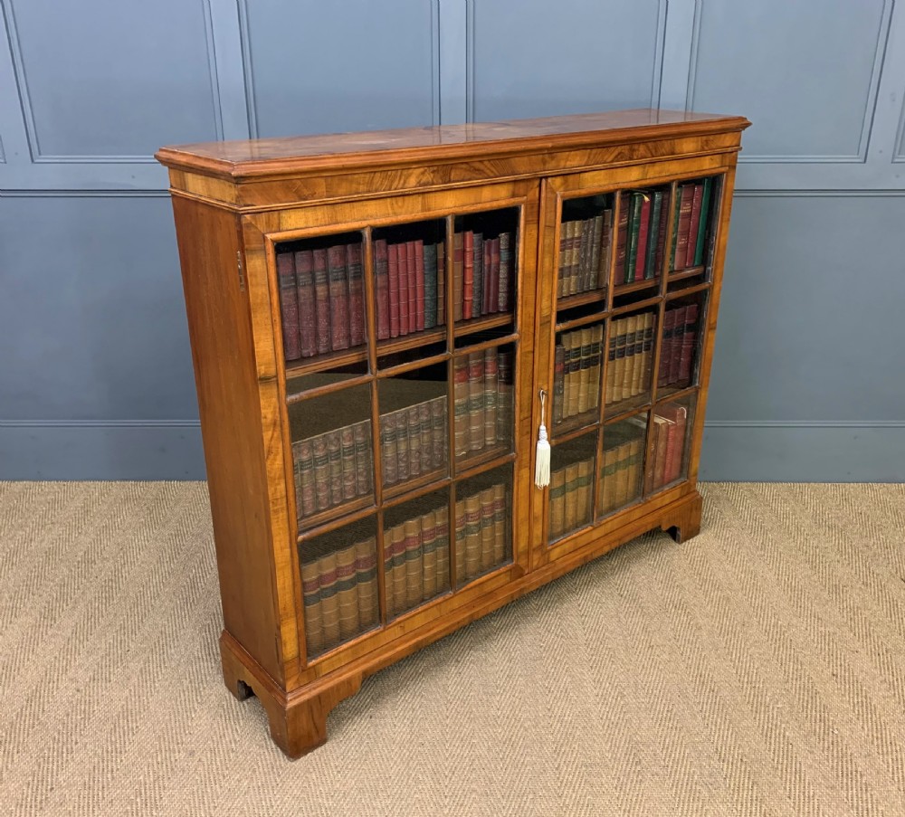 Burr Walnut Glazed Bookcase View IV