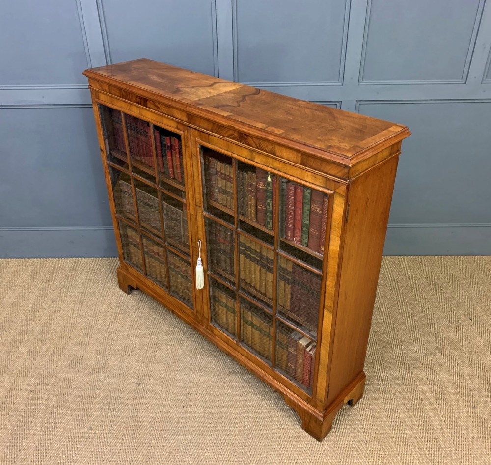 Burr Walnut Glazed Bookcase View V