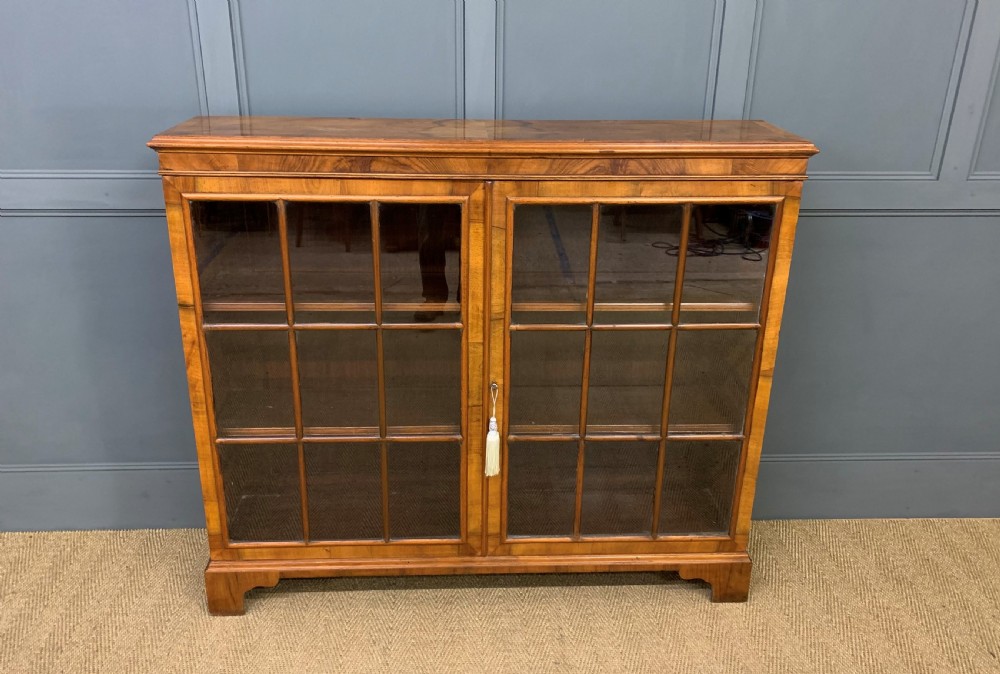 Burr Walnut Glazed Bookcase View VI