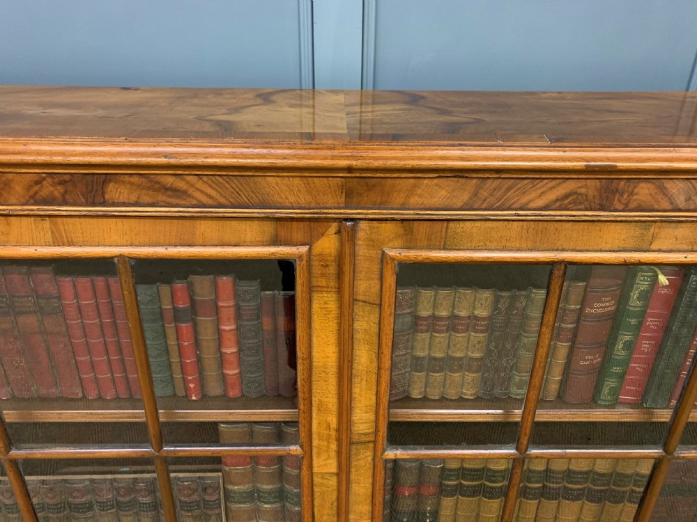 Burr Walnut Glazed Bookcase View X