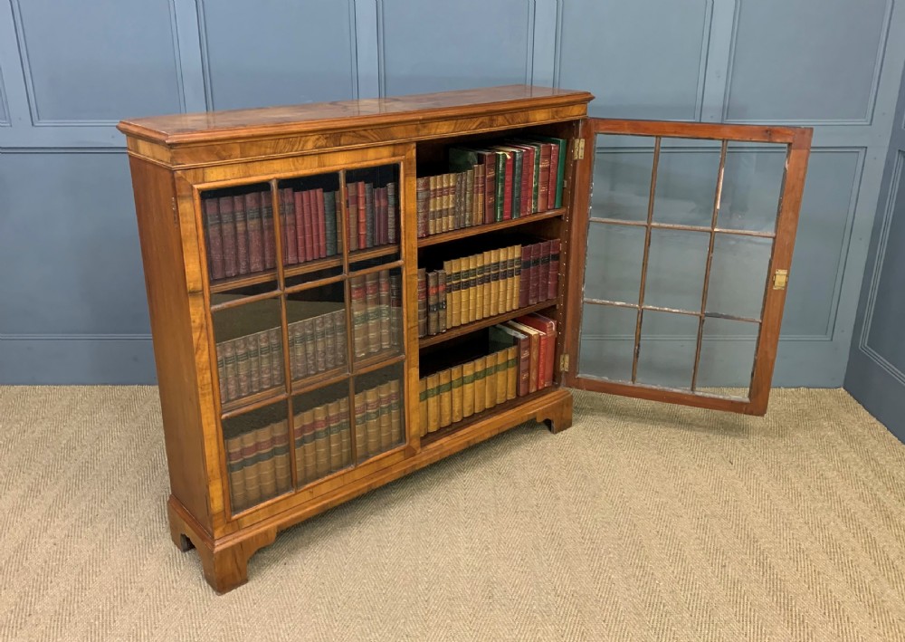 Burr Walnut Glazed Bookcase View XIV