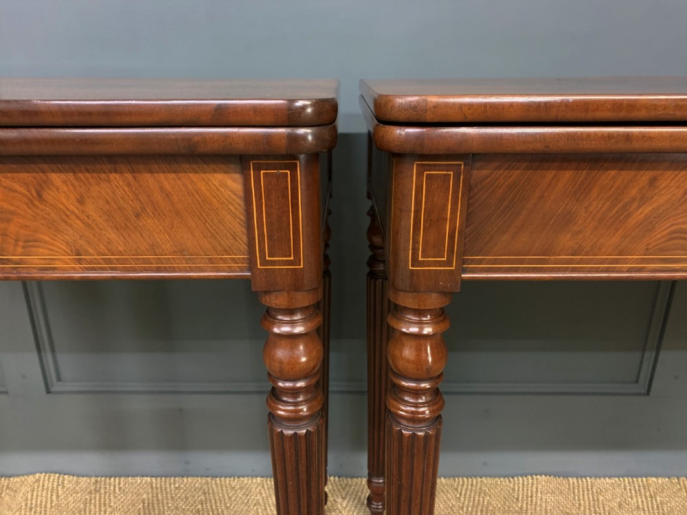 Pair of 19th Century Flame Mahogany Card Tables View III