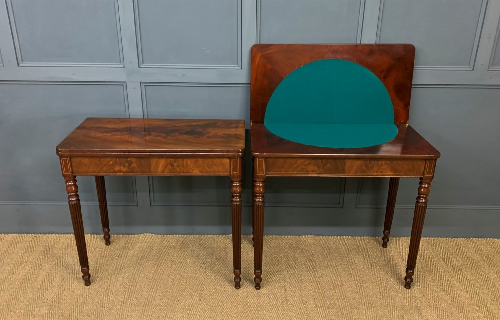 Pair of 19th Century Flame Mahogany Card Tables View IV