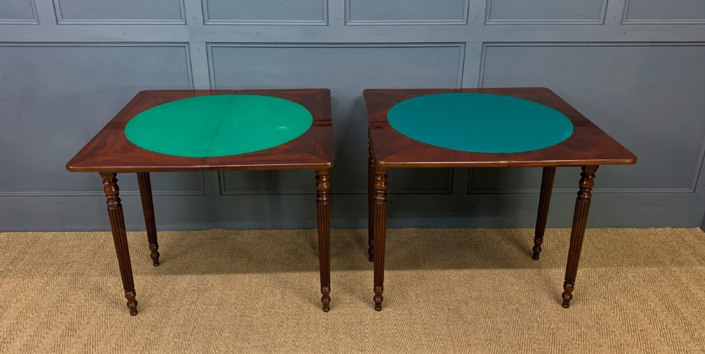 Pair of 19th Century Flame Mahogany Card Tables View V