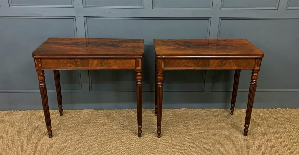 Pair of 19th Century Flame Mahogany Card Tables View VI